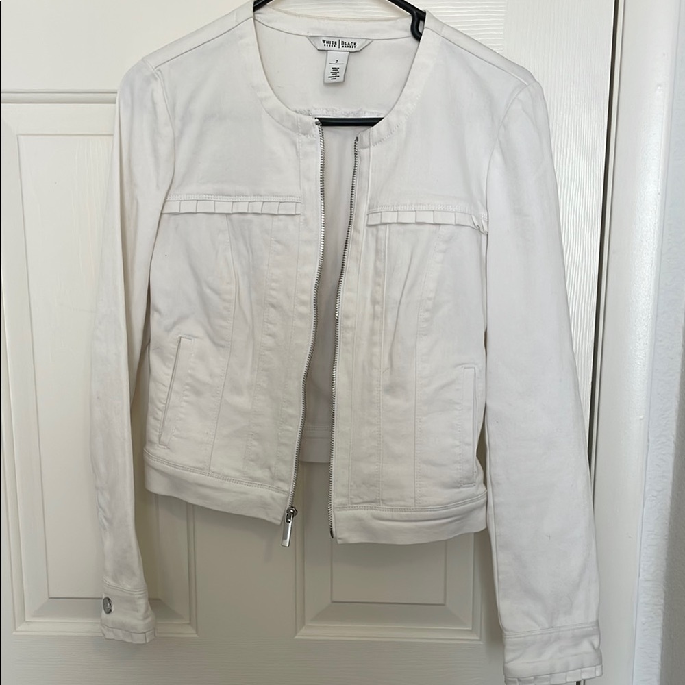 White House Black Market white denim jacket
